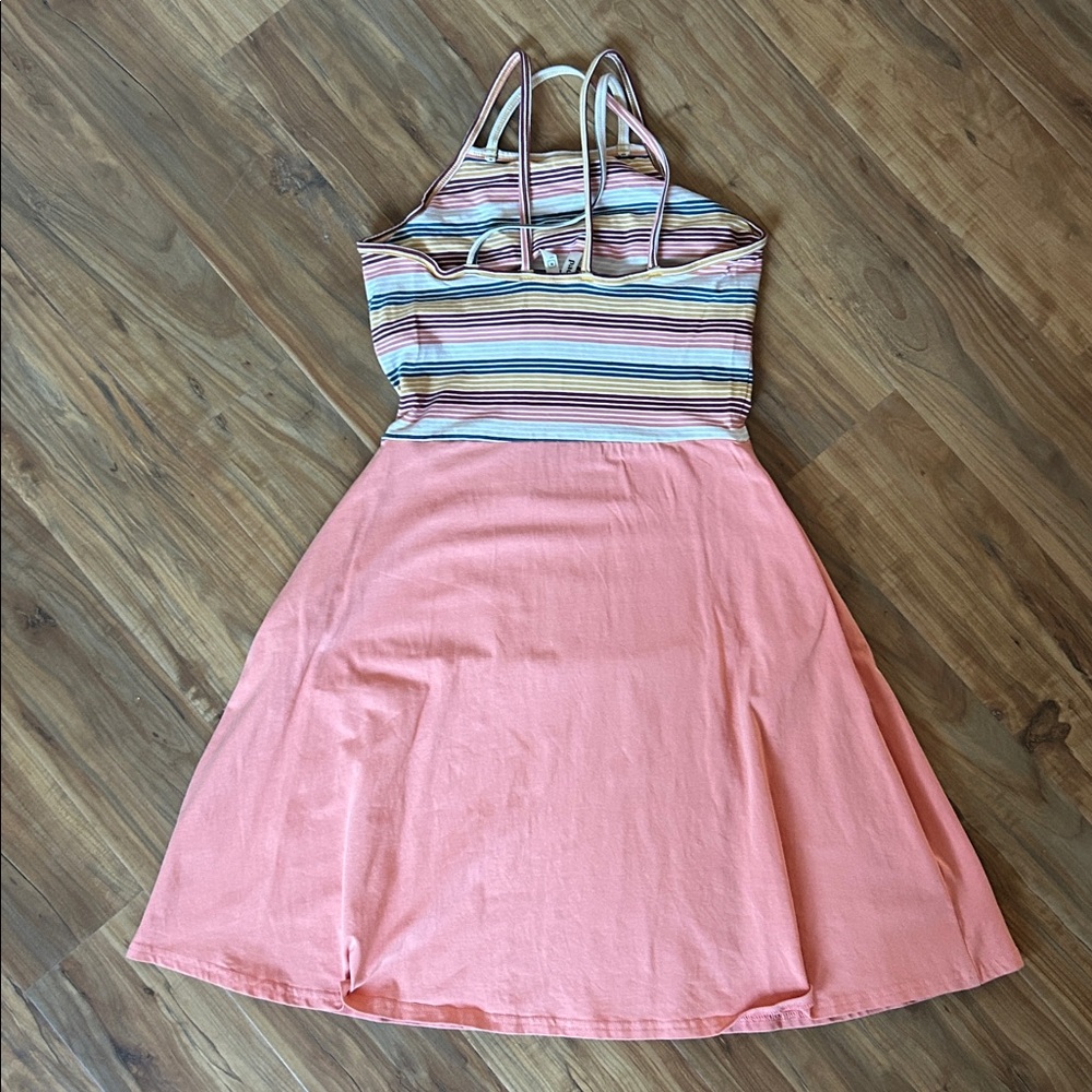 Pact Organic Cotton Stripe Fit & Flare Strappy Dress Boho Casual Size M - Picture 7 of 12